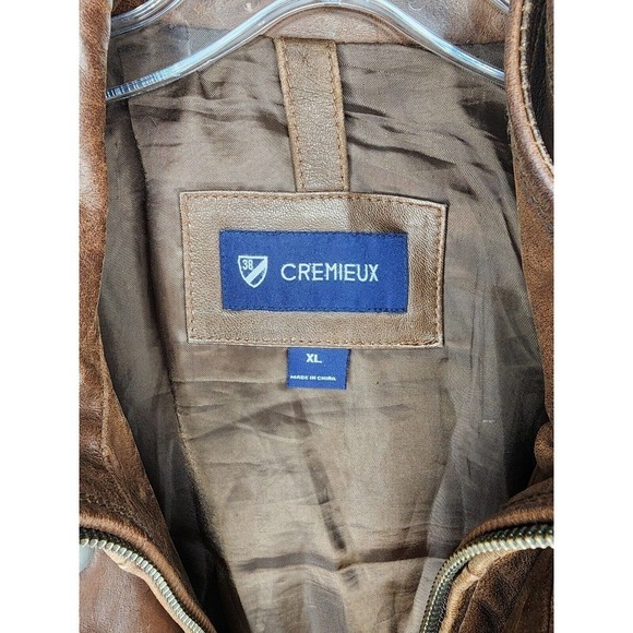 Cremieux Lambskin Jacket Mens XL Brown Bomber Flight Zip Bib Double… - Picture 5 of 16